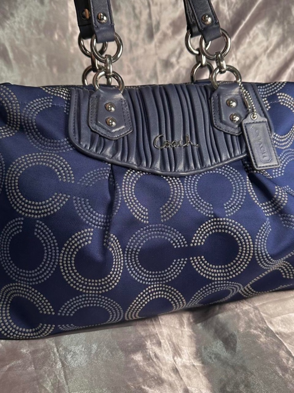 Vintage Y2K Coach Signature Blue Ashley Dot Optic Shoulder Bag